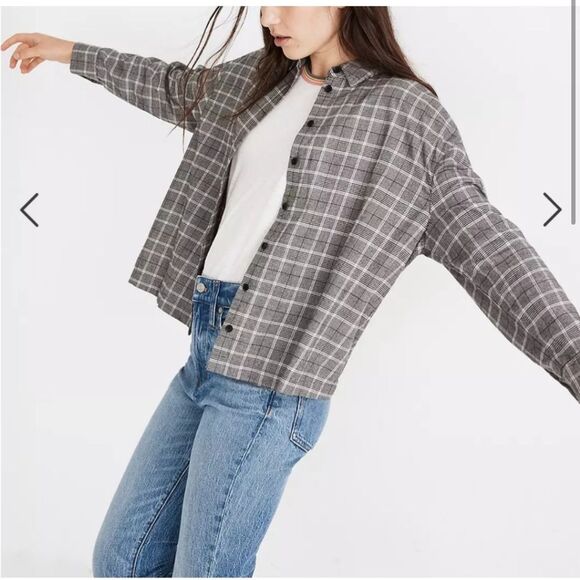 Madewell Tops - Madewell Plaid Westlake‎ Shirt Button Up Gray S